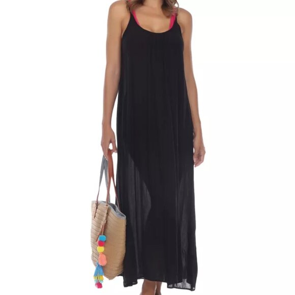 NWT Raviya Women's Sleeveless Cover Up Maxi Beach Dress Black Size L $50 8B596 - Picture 1 of 1